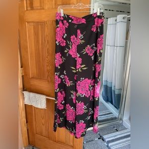NWT lulus satin wide leg floral pants